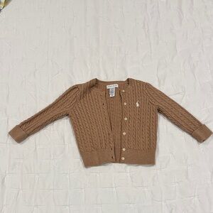 Ralph Lauren Tan Cable Knit Cardigan